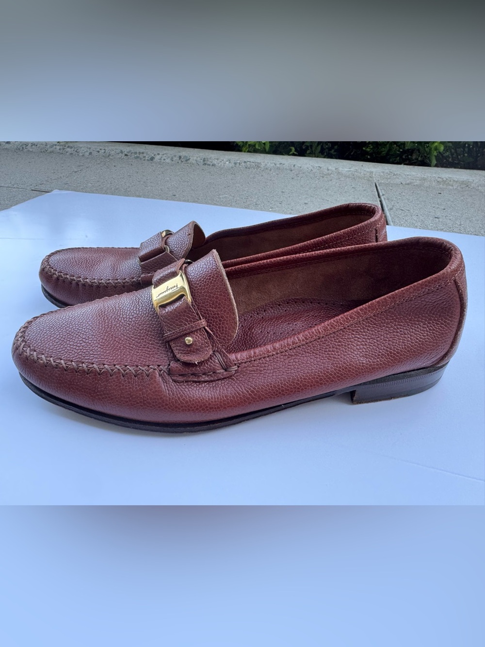 Salvatore Ferragamo Men’s Brown Leather Loafers 8.5 EE Wide
